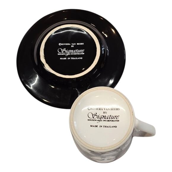 Mona Lisa Demitasse Espresso Cups and 4 Saucers Set - Picture 4 of 7